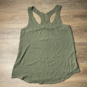 Express Women’s Army Olive Green Racer Back Tank Blouse, Back Zip, size small
